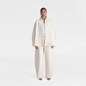 KBBbyKAHLANA Women's 'The Samira Long Sleeve Collared Denim Button Down' - Cream